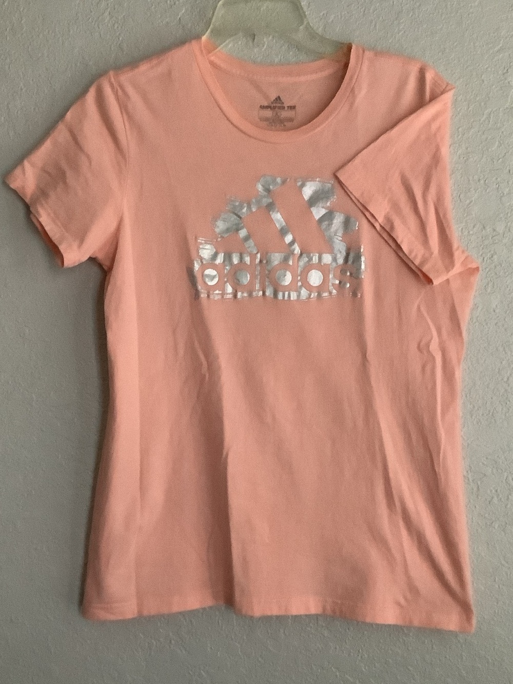 adidas Peach Short Sleeve Tee with Metallic Logo